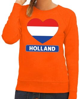 Bellatio Decorations Hart Hollandse vlag sweater oranje dames 2XL - Feesttruien