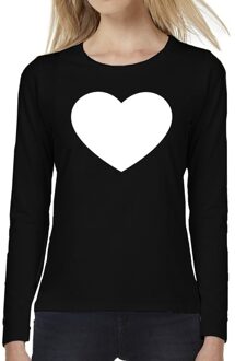 Bellatio Decorations Hart t-shirt long sleeve zwart voor dames 2XL