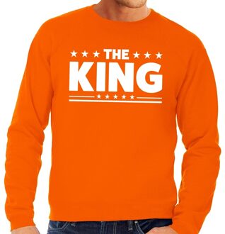 Bellatio Decorations Hart The King sweater oranje heren 2XL - Feesttruien