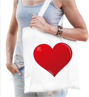 Bellatio Decorations Hart voor de zorg katoenen cadeau tasje wit voor dames