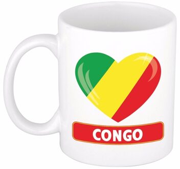 Bellatio Decorations Hartje Kongo mok / beker 300 ml - keramiek - Kongolese koffiebeker Multikleur