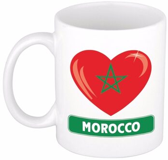 Bellatio Decorations Hartje Marokko koffie mok / thee beker - cadeau mokken - 300 ml - landen vlag Multi