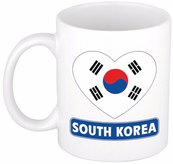 Bellatio Decorations Hartje Zuid Korea mok / beker 300 ml Multikleur