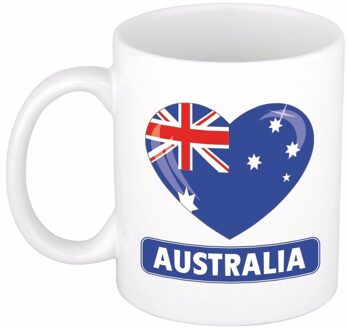Bellatio Decorations Hartjes vlag Australie koffiemok - drink beker - white - 300 ml - supporters