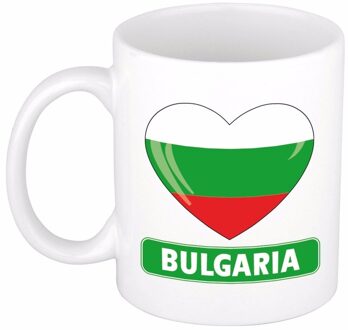 Bellatio Decorations Hartjes vlag Bulgarije koffiemok - drink beker - white - 300 ml - supporters