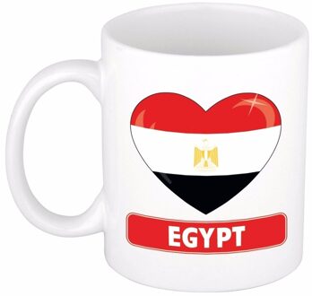 Bellatio Decorations Hartjes vlag Egypte koffiemok - drink beker - white - 300 ml - supporters Multi