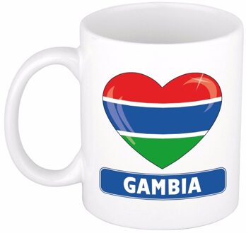 Bellatio Decorations Hartjes vlag Gambia koffiemok - drink beker - white - 300 ml - supporters