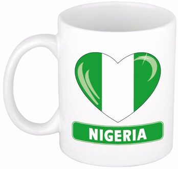 Bellatio Decorations Hartjes vlag Nigeria koffiemok - drink beker - white - 300 ml - supporters