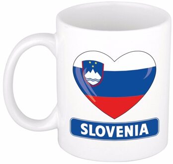 Bellatio Decorations Hartjes vlag Slovenie koffiemok - drink beker - white - 300 ml - supporters Multi