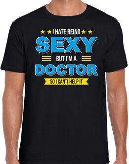 Bellatio Decorations Hate being sexy but Im a doctor / Haat sexy zijn maar ben dokter cadeau t-shirt zwart voor heren 2XL