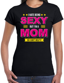 Bellatio Decorations Hate being sexy but Im a mom / Haat sexy zijn maar ben moeder cadeau t-shirt zwart voor dames 2XL