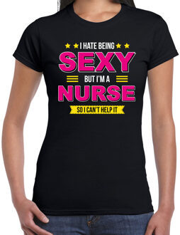 Bellatio Decorations Hate being sexy but Im a nurse / Haat sexy zijn maar ben verpleegster cadeau t-shirt zwart voor dame 2XL