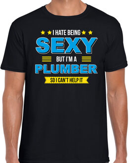 Bellatio Decorations Hate being sexy but Im a plumber / Haat sexy zijn maar ben loodgieter cadeau t-shirt zwart heren 2XL