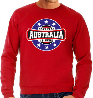 Bellatio Decorations Have fear Australia is here / Australie supporter sweater rood voor heren