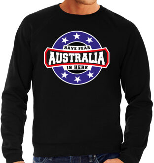 Bellatio Decorations Have fear Australia is here / Australie supporter sweater zwart voor heren