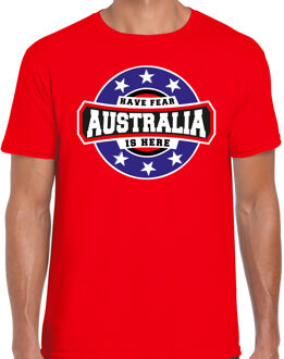 Bellatio Decorations Have fear Australia is here / Australie supporter t-shirt rood voor heren 2XL