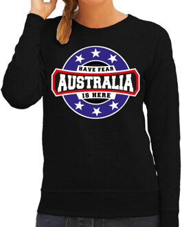 Bellatio Decorations Have fear Australia is here sweater met sterren embleem in de kleuren van de Australische vlag - zwart - dames - Australie supporter / Australisch elftal fan trui / EK / WK / kleding S