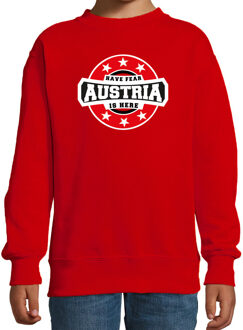 Bellatio Decorations Have fear Austria is here / Oostenrijk supporter sweater rood voor kids 7-8 jaar (122/128)