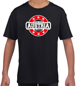 Bellatio Decorations Have fear Austria is here / Oostenrijk supporter t-shirt zwart voor kids L (146-152)