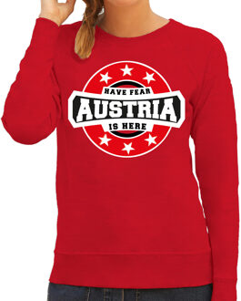 Bellatio Decorations Have fear Austria is here sweater met sterren embleem in de kleuren van de Oostenrijkse vlag - rood - dames - Oostenrijk supporter / Oostenrijks elftal fan trui / EK / WK / kleding 2XL