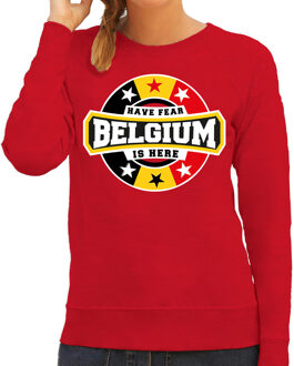 Bellatio Decorations Have fear Belgium is here sweater met sterren embleem in de kleuren van de Belgische vlag - rood - dames - Belgie supporter / Belgisch elftal fan trui / EK / WK / kleding 2XL