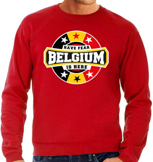 Bellatio Decorations Have fear Belgium is here sweater met sterren embleem in de kleuren van de Belgische vlag - rood - heren - Belgie supporter / Belgisch elftal fan trui / EK / WK / kleding 2XL