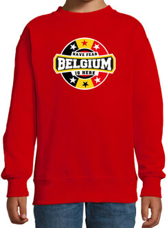 Bellatio Decorations Have fear Belgium is here sweater met sterren embleem in de kleuren van de Belgische vlag - rood - kids - Belgie supporter / Belgisch elftal fan trui / EK / WK / kleding 5-6 jaar (110/116)