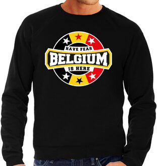 Bellatio Decorations Have fear Belgium is here sweater met sterren embleem in de kleuren van de Belgische vlag - zwart - heren - Belgie supporter / Belgisch elftal fan trui / EK / WK / kleding 2XL