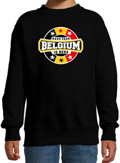 Bellatio Decorations Have fear Belgium is here sweater met sterren embleem in de kleuren van de Belgische vlag - zwart - kids - Belgie supporter / Belgisch elftal fan trui / EK / WK / kleding 9-11 jaar (134/146)