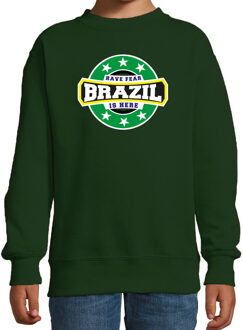 Bellatio Decorations Have fear Brazil is here / Brazilie supporter sweater groen voor kids 12-13 jaar (152/164)