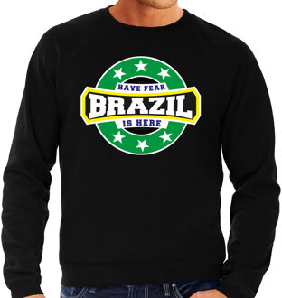 Bellatio Decorations Have fear Brazil is here / Brazilie supporter sweater zwart voor heren M