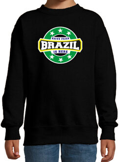 Bellatio Decorations Have fear Brazil is here / Brazilie supporter sweater zwart voor kids 12-13 jaar (152/164)