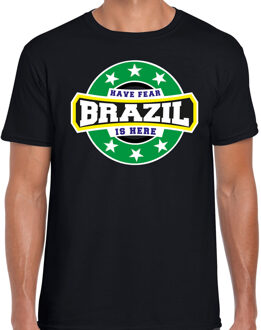 Bellatio Decorations Have fear Brazil is here / Brazilie supporter t-shirt zwart voor heren 2XL