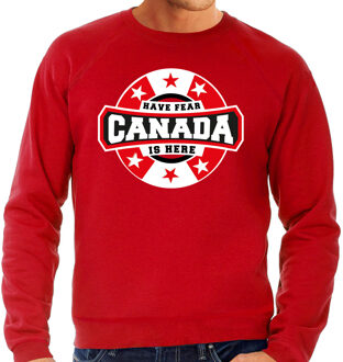 Bellatio Decorations Have fear Canada is here / Canada supporter sweater rood voor heren 2XL