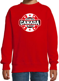 Bellatio Decorations Have fear Canada is here / Canada supporter sweater rood voor kids 12-13 jaar (152/164)