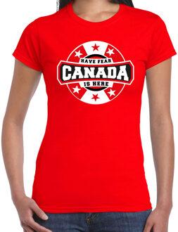 Bellatio Decorations Have fear Canada is here / Canada supporter t-shirt rood voor dames XS