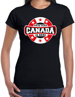 Bellatio Decorations Have fear Canada is here / Canada supporter t-shirt zwart voor dames 2XL