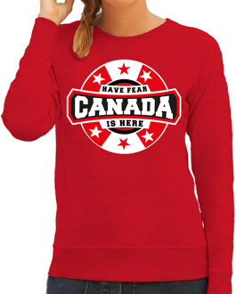 Bellatio Decorations Have fear Canada is here sweater met sterren embleem in de kleuren van de Canadese vlag - rood - dames - Canada supporter / Canadees elftal fan trui / EK / WK / kleding 2XL