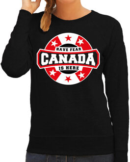 Bellatio Decorations Have fear Canada is here sweater met sterren embleem in de kleuren van de Canadese vlag - zwart - dames - Canada supporter / Canadees elftal fan trui / EK / WK / kleding 2XL