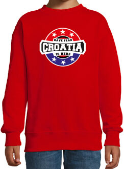 Bellatio Decorations Have fear Croatia is here / Kroatie supporter sweater rood voor kids 12-13 jaar (152/164)