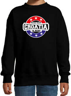 Bellatio Decorations Have fear Croatia is here / Kroatie supporter sweater zwart voor kids 3-4 jaar (98/104)