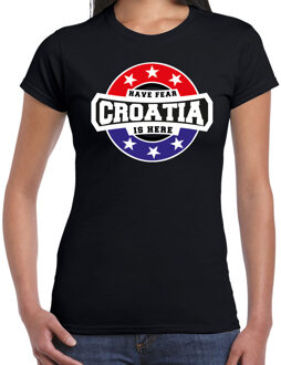 Bellatio Decorations Have fear Croatia is here / Kroatie supporter t-shirt zwart voor dames 2XL