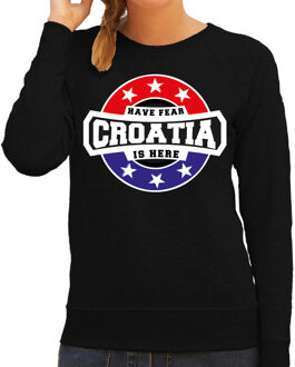 Bellatio Decorations Have fear Croatia is here sweater met sterren embleem in de kleuren van de Kroatische vlag - zwart - dames - Kroatie supporter / Kroatisch elftal fan trui / EK / WK / kleding 2XL