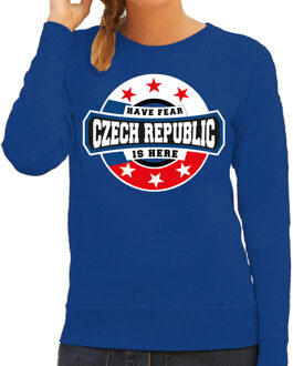 Bellatio Decorations Have fear Czech republic is here sweater met sterren embleem in de kleuren van de Tsjechische vlag - blauw - dames - Tsjechie supporter / Tsjechisch elftal fan trui / EK / WK / kleding 2XL