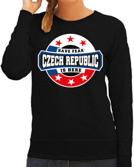 Bellatio Decorations Have fear Czech republic is here sweater met sterren embleem in de kleuren van de Tsjechische vlag - zwart - dames - Tsjechie supporter / Tsjechisch elftal fan trui / EK / WK / kleding L