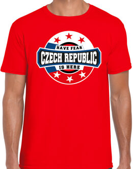 Bellatio Decorations Have fear Czech republic is here t-shirt voor Tsjechie supporters rood voor heren 2XL