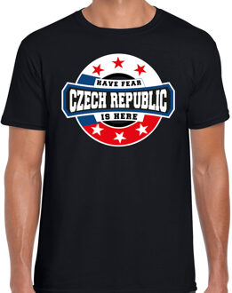 Bellatio Decorations Have fear Czech republic is here t-shirt voor Tsjechie supporters zwart voor heren 2XL