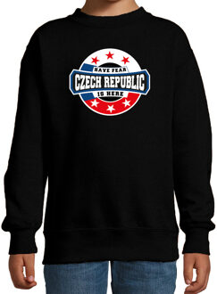 Bellatio Decorations Have fear Czech republic is here / Tsjechie supporter sweater zwart voor kids 7-8 jaar (122/128)
