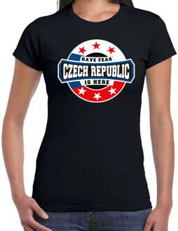 Bellatio Decorations Have fear Czech republic is here / Tsjechie supporter t-shirt zwart voor dames 2XL