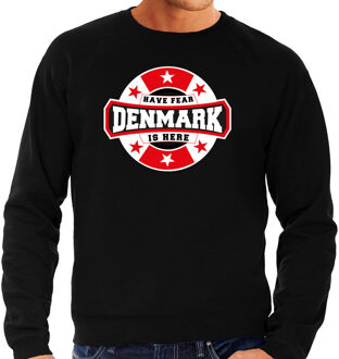 Bellatio Decorations Have fear Denmark is here / Denemarken supporter sweater zwart voor heren